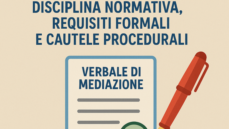 La redazione del Verbale di mediazione: disciplina normativa, requisiti formali e cautele procedurali.