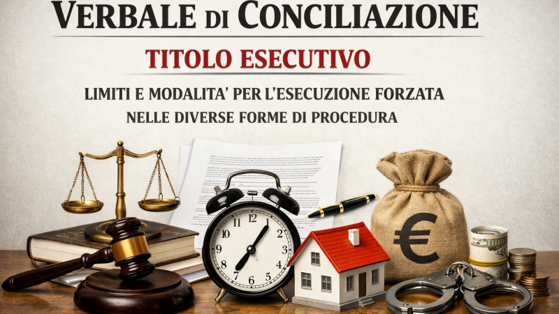 VERBALE DI CONCILIAZIONE – TITOLO ESECUTIVO – LIMITI E MODALITA’ PER L’ESECUZIONE FORZATA NELLE DIVERSE FORME DI PROCEDURA. 