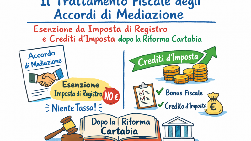 Il trattamento fiscale degli accordi di mediazione: esenzione da imposta di registro e crediti d’imposta dopo la Riforma Cartabia