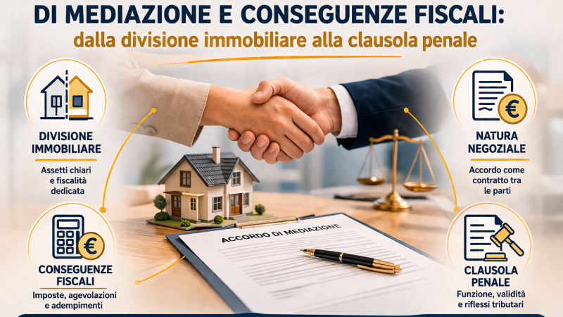 Natura negoziale dell’accordo di mediazione e conseguenze fiscali: dalla divisione immobiliare alla clausola penale