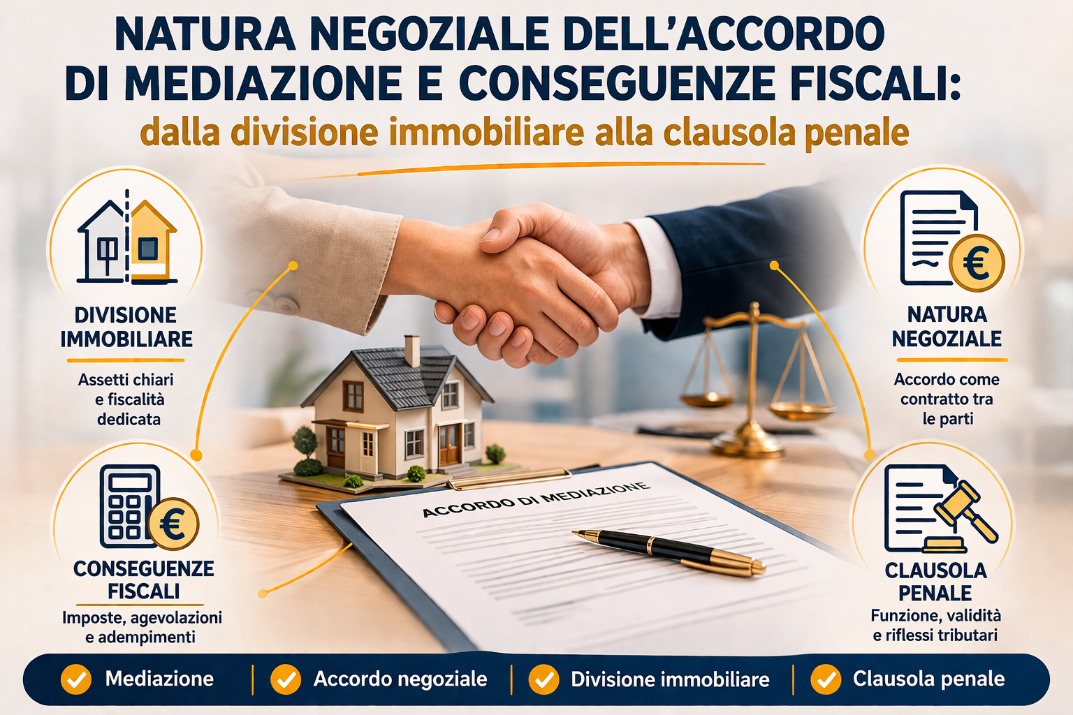 Natura negoziale dell’accordo di mediazione e conseguenze fiscali: dalla divisione immobiliare alla clausola penale