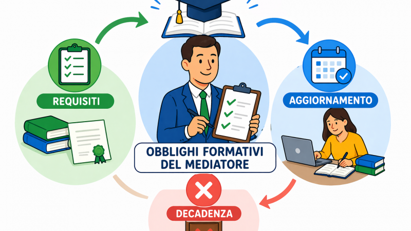 Obblighi formativi del mediatore civile: requisiti, aggiornamento e decadenza