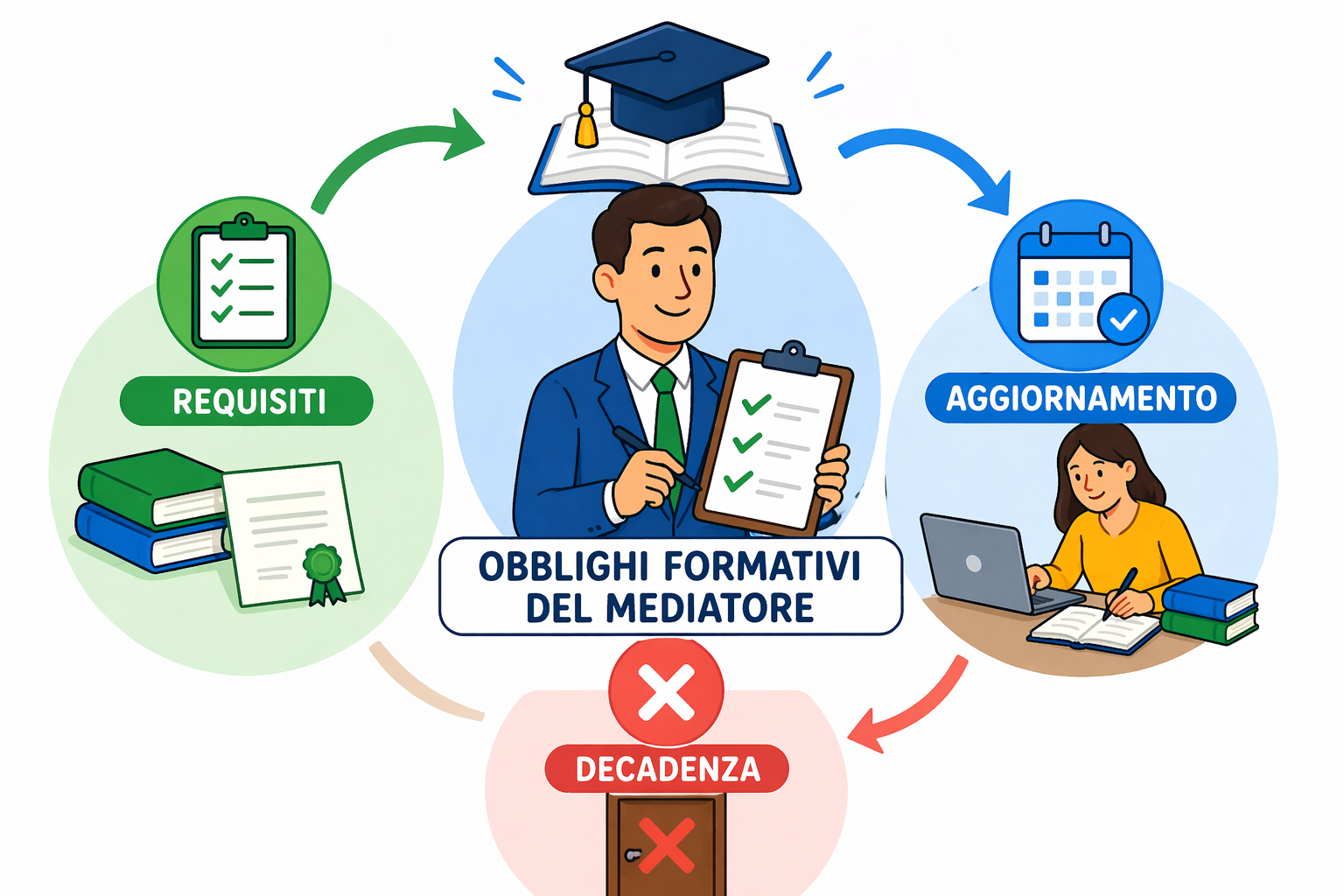Obblighi formativi del mediatore civile: requisiti, aggiornamento e decadenza