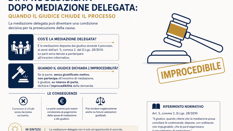 L’improcedibilità dopo mediazione delegata: quando il giudice chiude il processo