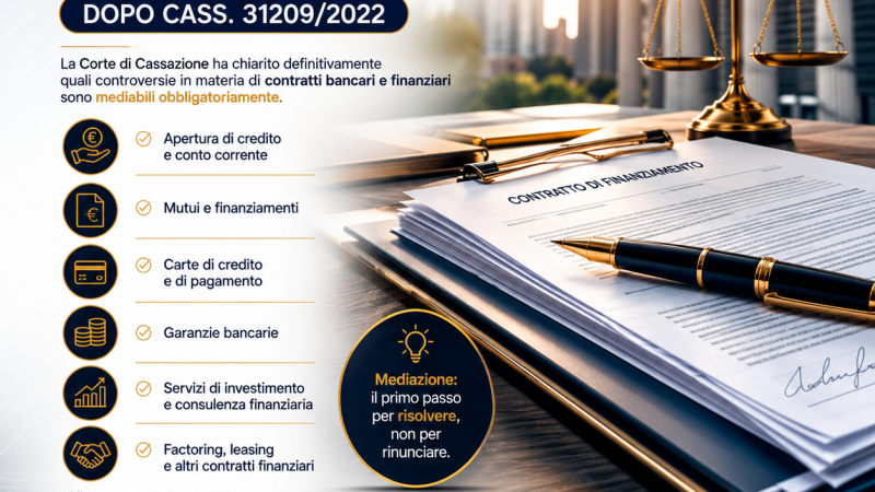 Contratti bancari e finanziari: l’elenco tassativo delle materie dopo Cass. 31209/2022