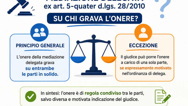 Mediazione delegata ex art. 5-quater d.lgs. 28/2010: su chi grava l’onere?
