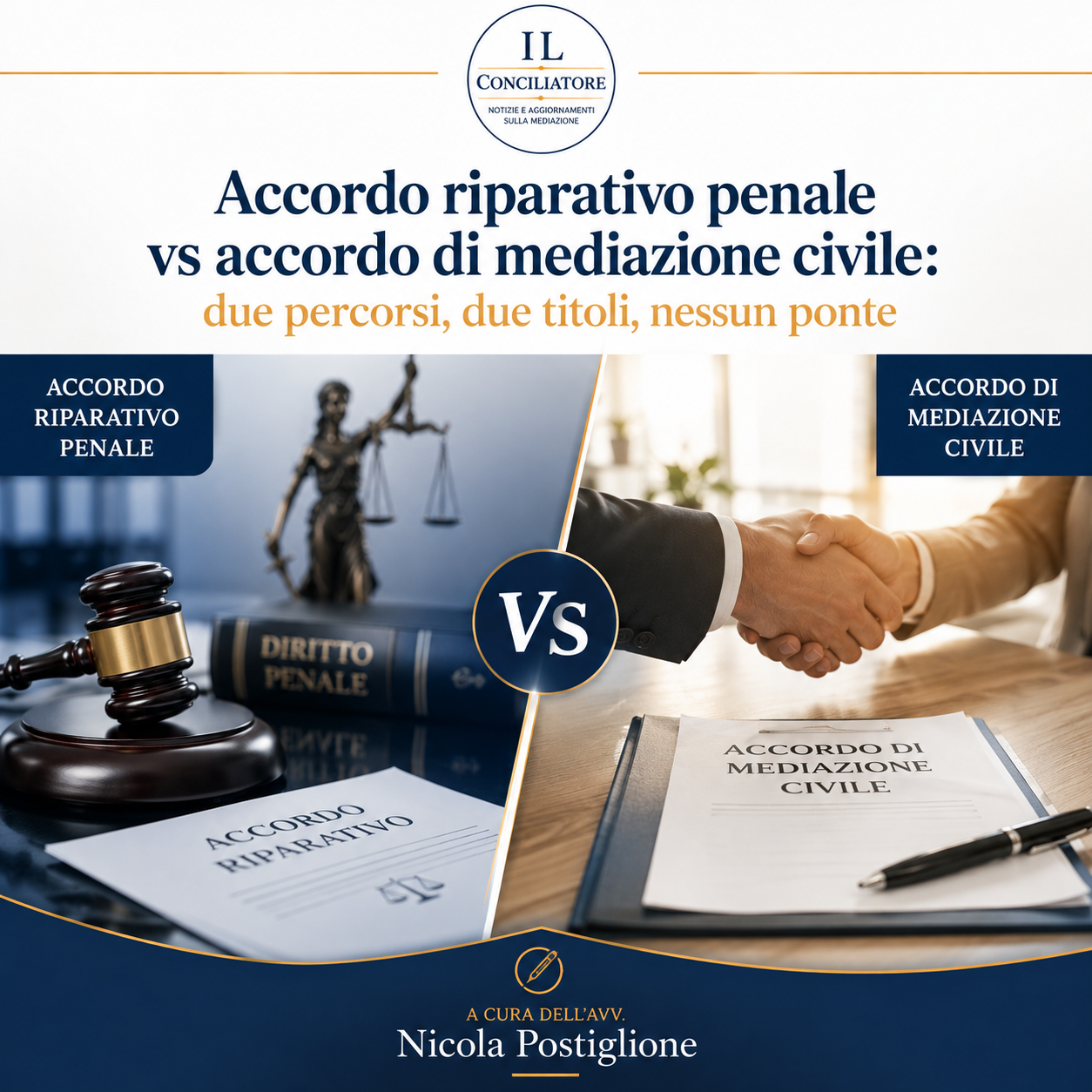 Accordo riparativo penale vs accordo di mediazione civile: due percorsi, due titoli, nessun ponte.