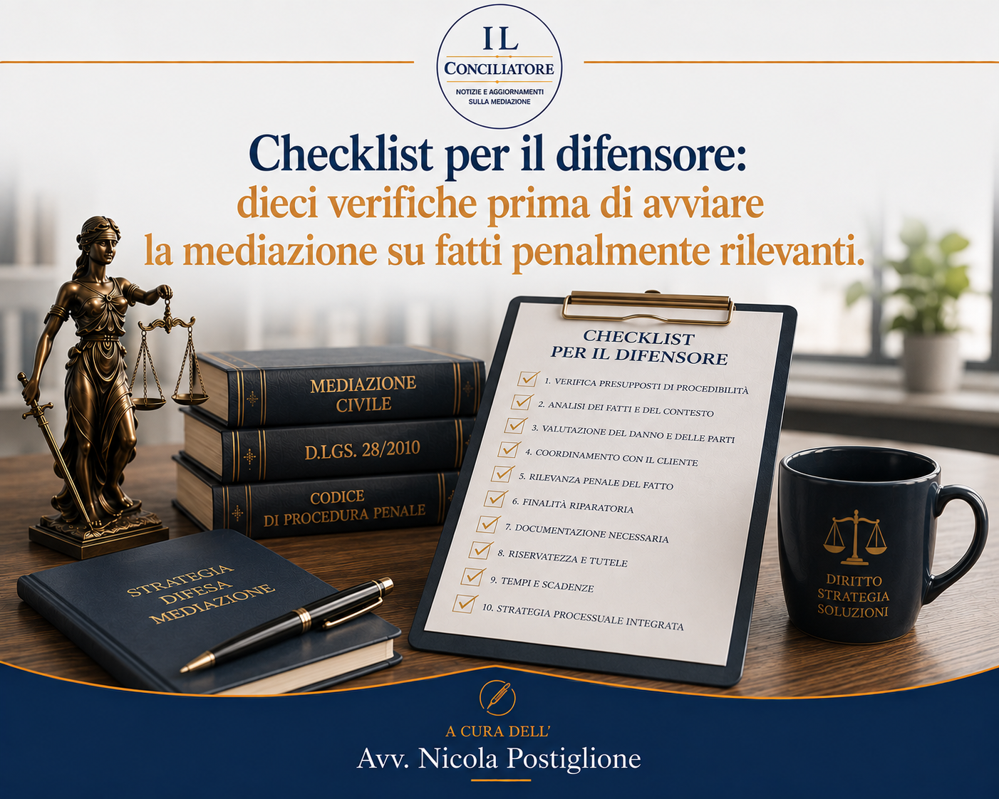 Checklist per il difensore: dieci verifiche prima di avviare la mediazione su fatti penalmente rilevanti