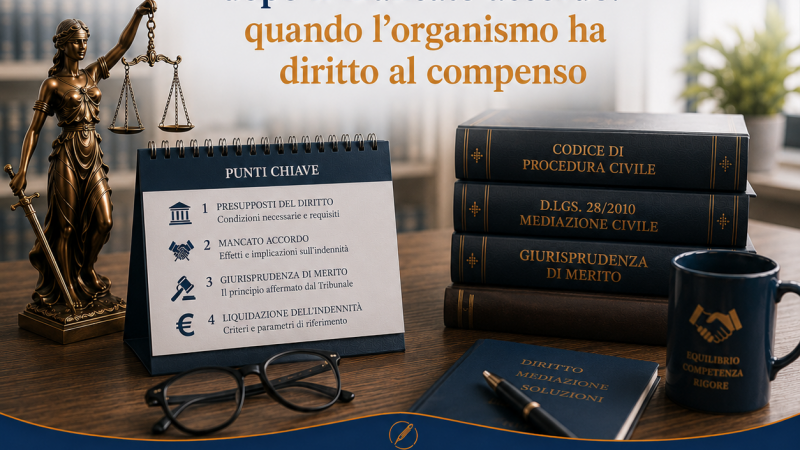 L’indennità di mediazione dopo il mancato accordo: quando l’organismo ha diritto al compenso