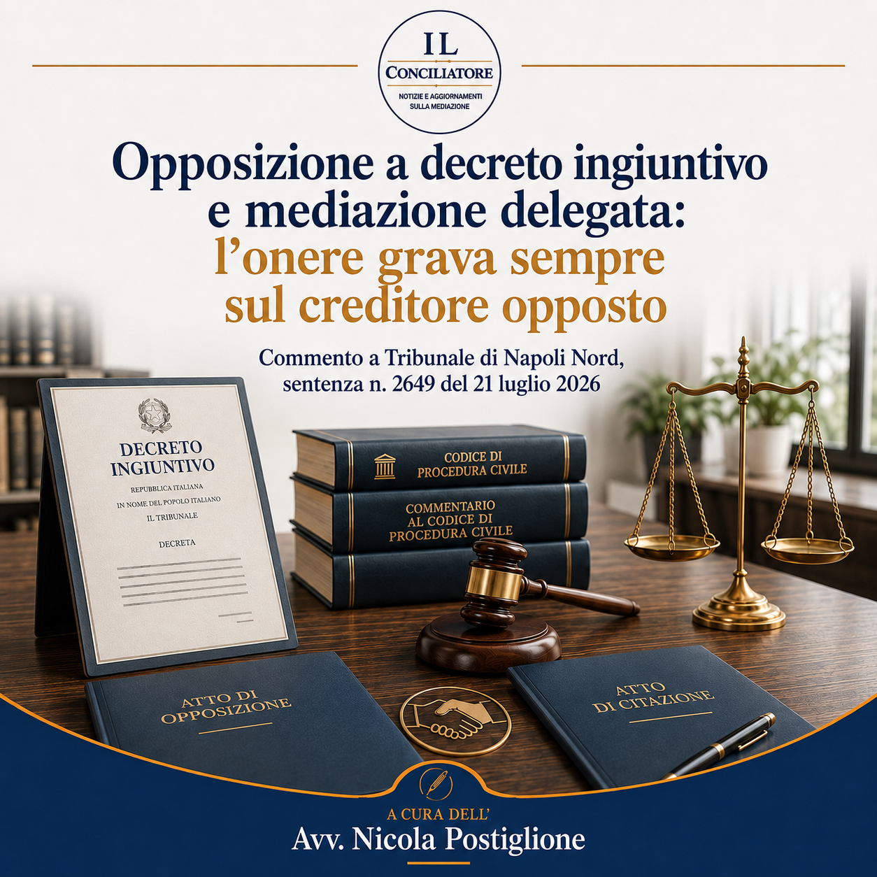 Opposizione a decreto ingiuntivo e mediazione delegata: l’onere grava sempre sul creditore opposto