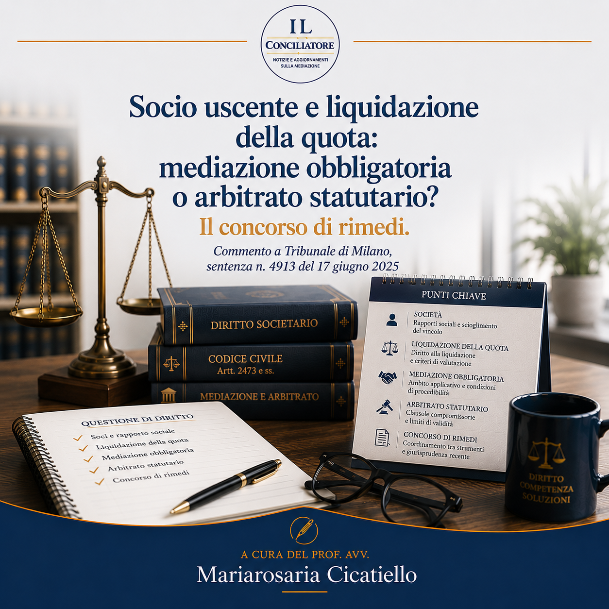Socio uscente e liquidazione della quota: mediazione obbligatoria o arbitrato statutario? Il concorso di rimedi