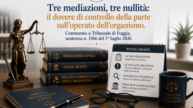 Tre mediazioni, tre nullità: il dovere di controllo della parte sull’operato dell’organismo