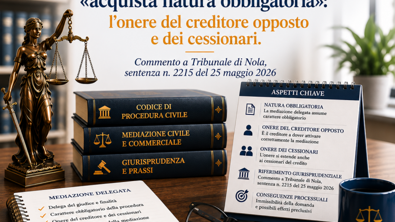 La mediazione delegata «acquista natura obbligatoria»: l’onere del creditore opposto e dei cessionari