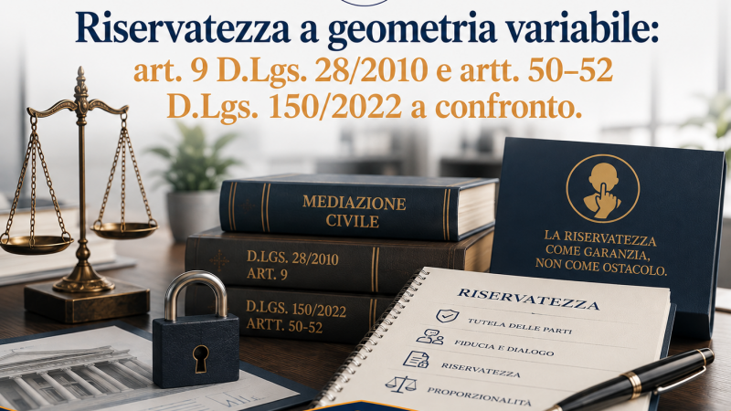 Riservatezza a geometria variabile: art. 9 D.Lgs. 28/2010 e artt. 50-52 D.Lgs. 150/2022 a confronto.