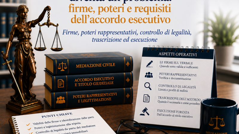 Quando il verbale di mediazione diventa un problema: firme, poteri e requisiti dell’accordo esecutivo